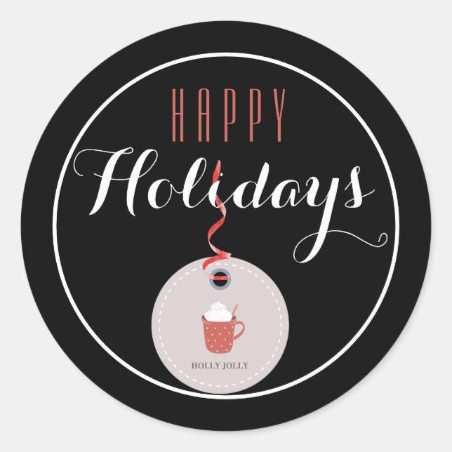 Hot Chocolate Christmas Gift Tag Happy Holiday (Front)