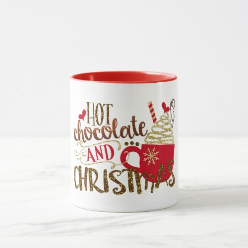 Hot Chocolate  Christmas Holiday Glitter Sparkle Mug