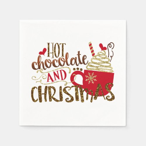 Hot Chocolate  Christmas Holiday Glitter Sparkle Napkins