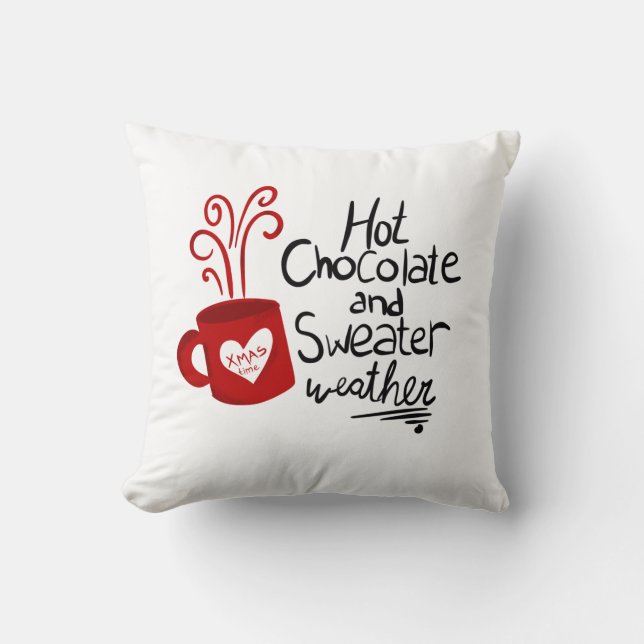 Hot Chocolate Christmas Holiday  Throw Pillow (Front)