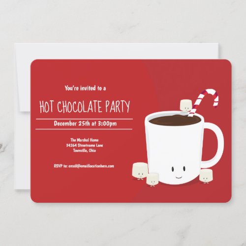 Hot Chocolate Christmas Party Horizontal Invitation