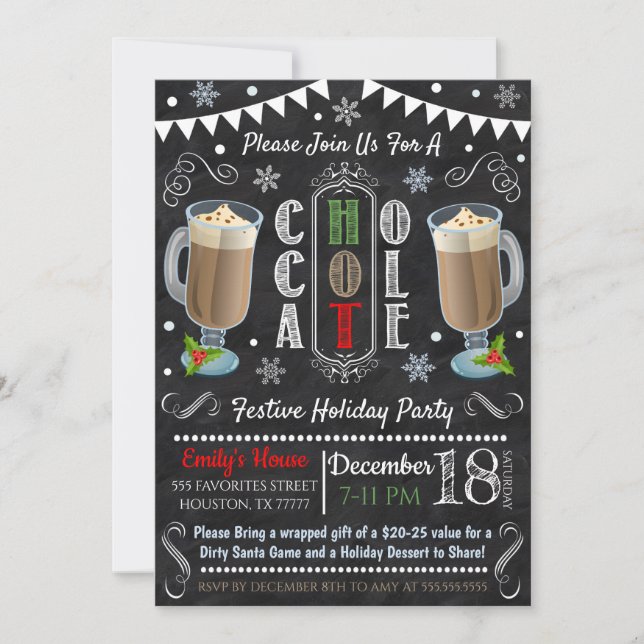 Hot Chocolate Christmas Party Invitation (Front)