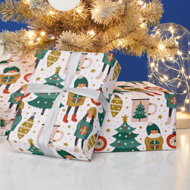 Hot Chocolate Christmas Tree Ornaments Holiday Wrapping Paper (Holidays)