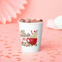 Hot Chocolate & Christmas Whimsical Holiday Paper Cups, Zazzle in 2023