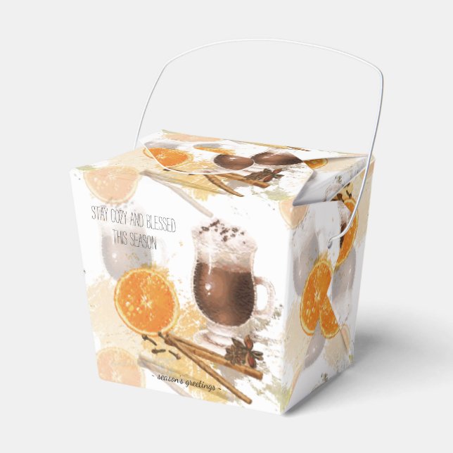 Hot Chocolate Cinnamon Orange Season Greetings Favor Boxes (Front Side)