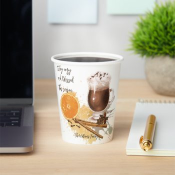 Hot Chocolate Cinnamon Orange Season Greetings Paper Cups by LifeInColorStudio at Zazzle