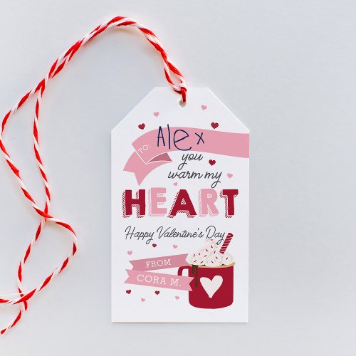 Hot Chocolate Classroom Valentines Day Card Gift Tags