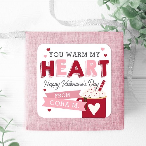 Hot Chocolate Classroom Valentines Day Square Sticker
