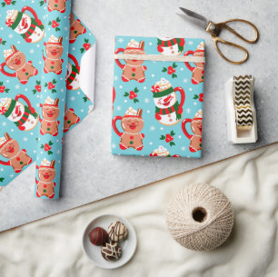 Hot Chocolate Cocoa Drinks Christmas Holidays Wrapping Paper
