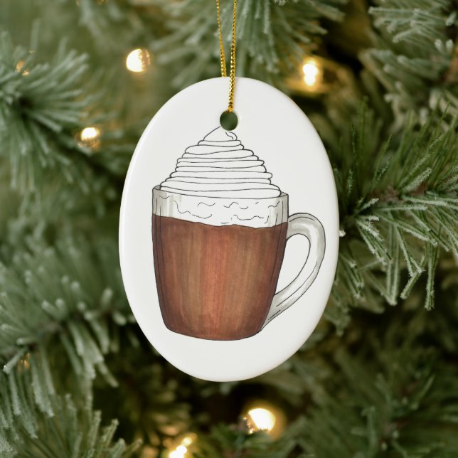 Hot Chocolate Cocoa Winter Christmas Holiday Drink Ceramic Ornament (Tree)