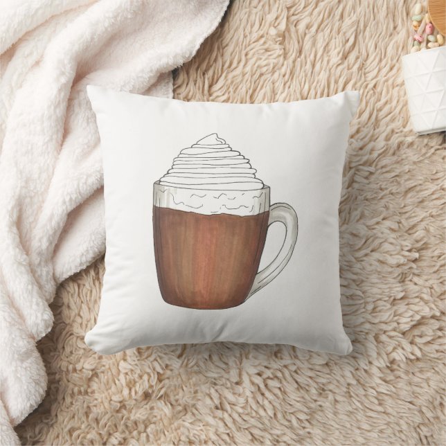 Hot Chocolate Cocoa Winter Drink Christmas Holiday Throw Pillow (Blanket)