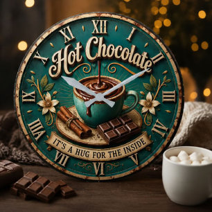 Hot Chocolate Coffee Bar Rustic Farmhouse Large Clock