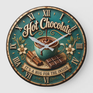 Hot Chocolate Coffee Bar Rustic Farmhouse Large Clock