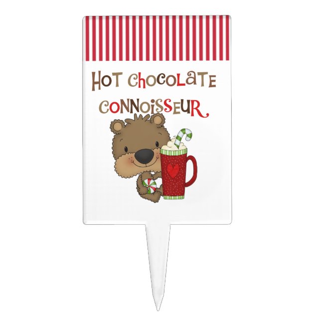 Hot Chocolate Connoisseur Boy Bear Cake Topper (Front)