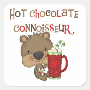 Hot Chocolate Connoisseur Boy Bear Square Sticker