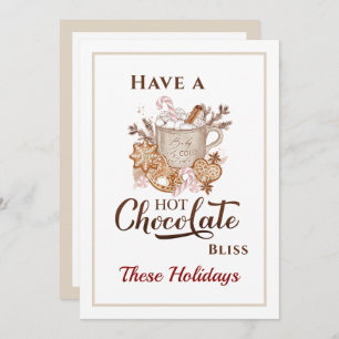 Hot Chocolate Cookies Modern Beige Christmas Card