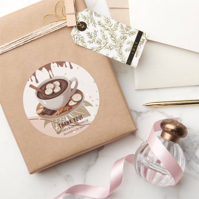 Hot Chocolate & Cookies Winter Baby Shower Classic Round Sticker (Gifting)