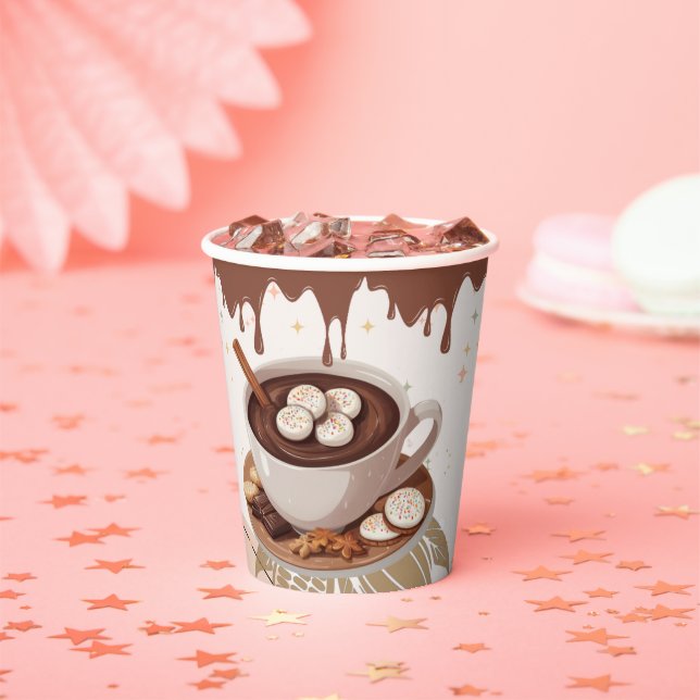Hot Chocolate & Cookies Winter Baby Shower Paper Cups (Insitu)