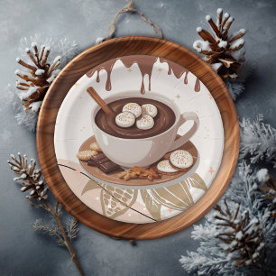 Hot Chocolate & Cookies Winter Baby Shower Paper Plates