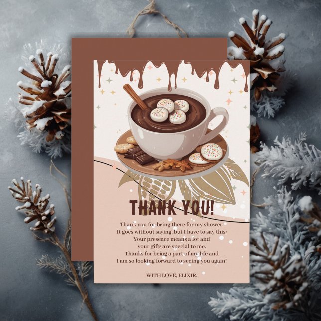Hot Chocolate & Cookies Winter Baby Shower Thank You Card (Creator Uploaded)