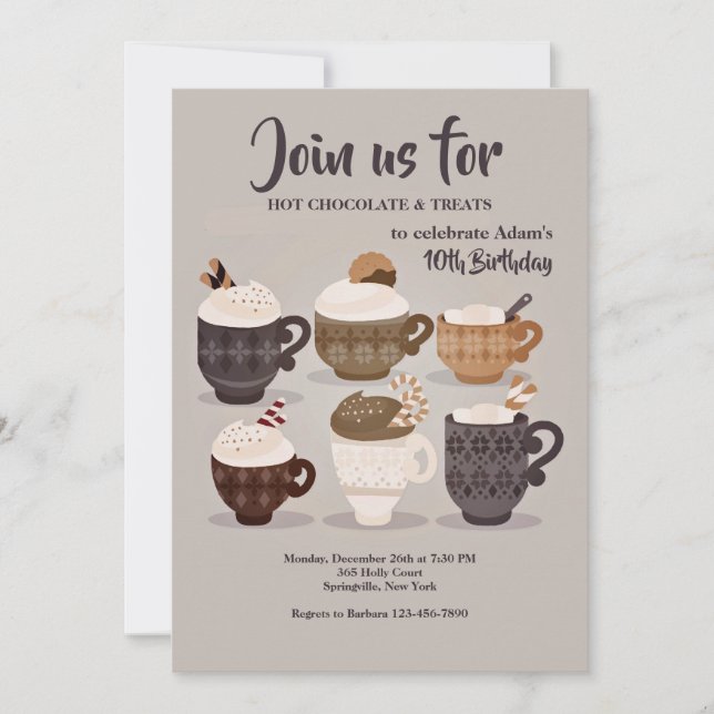 Hot Chocolate Cups Invitation (Front)