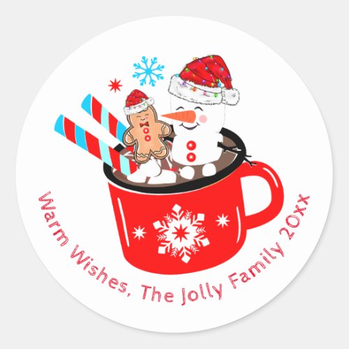 Hot Chocolate Cute Gingerbread Christmas   Classic Round Sticker