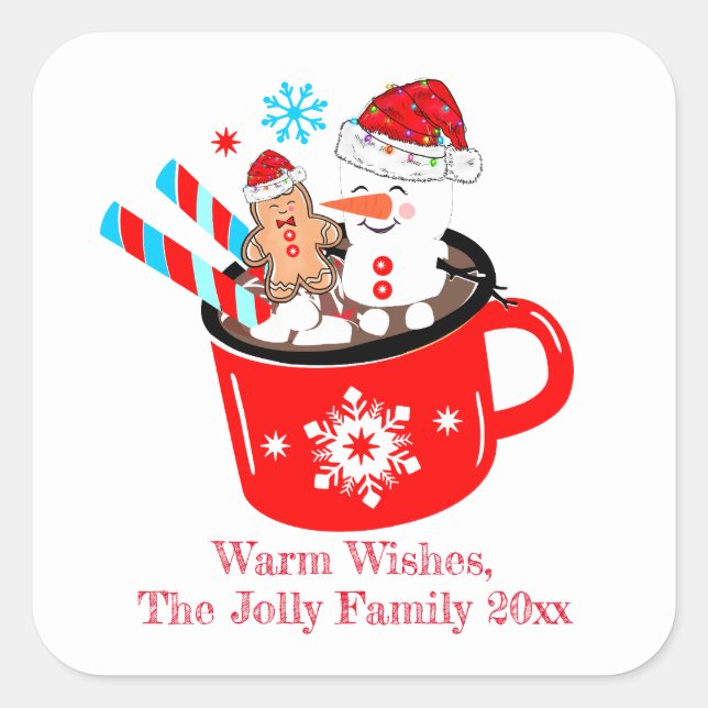 Hot Chocolate Cute Gingerbread Christmas   Square Sticker (Front)