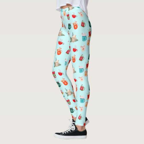 hot chocolate festive cocoa ugly sweater party  leggings