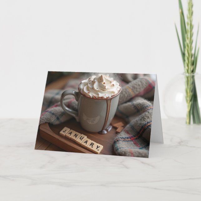 Hot Chocolate For January Birthday Card (Front)