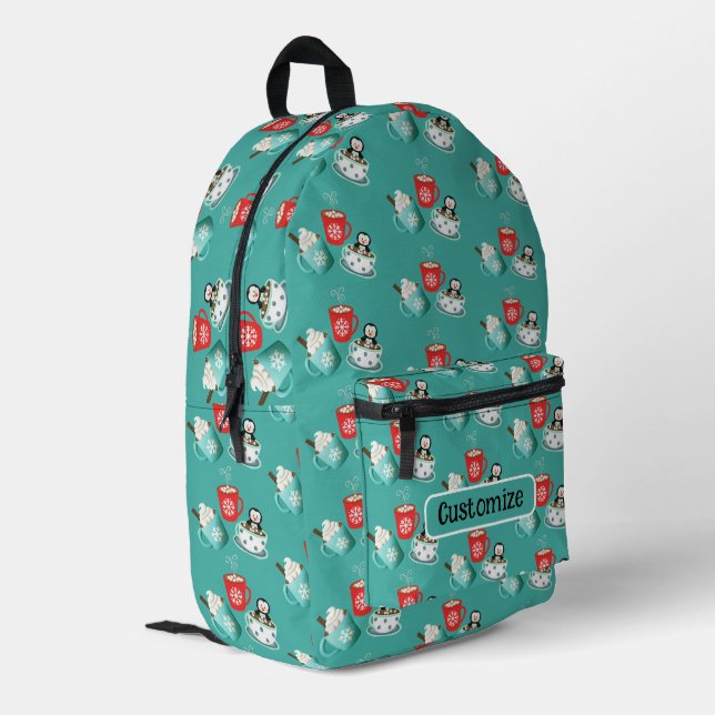 Hot Chocolate Fun Print Cut Sew Backpack (Back Corner Left)