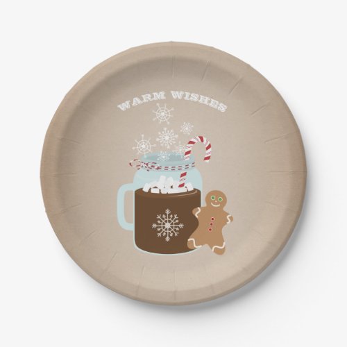 Hot Chocolate Gingerbread Man Christmas Paper Plates