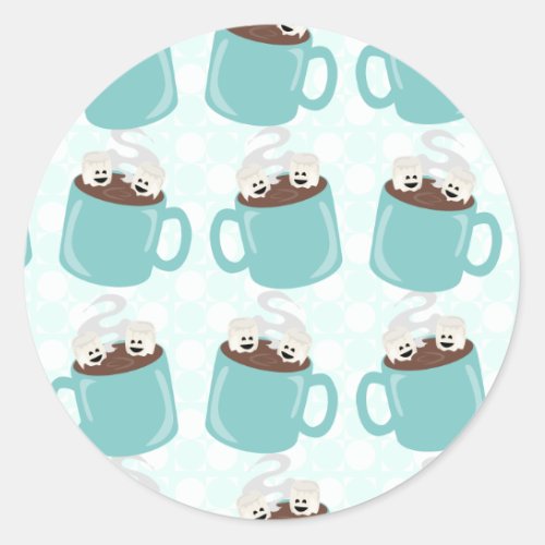 Hot Chocolate Happiness Pattern Classic Round Sticker