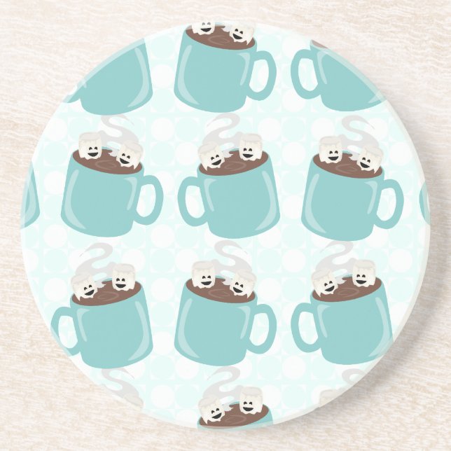 Hot Chocolate Happiness Pattern Drink Coaster (Front)