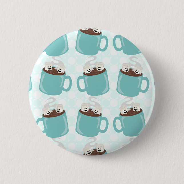 Hot Chocolate Happiness Pattern Pinback Button (Front)
