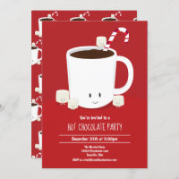 Hot Chocolate Hot Cocoa Christmas Party Cartoon Invitation