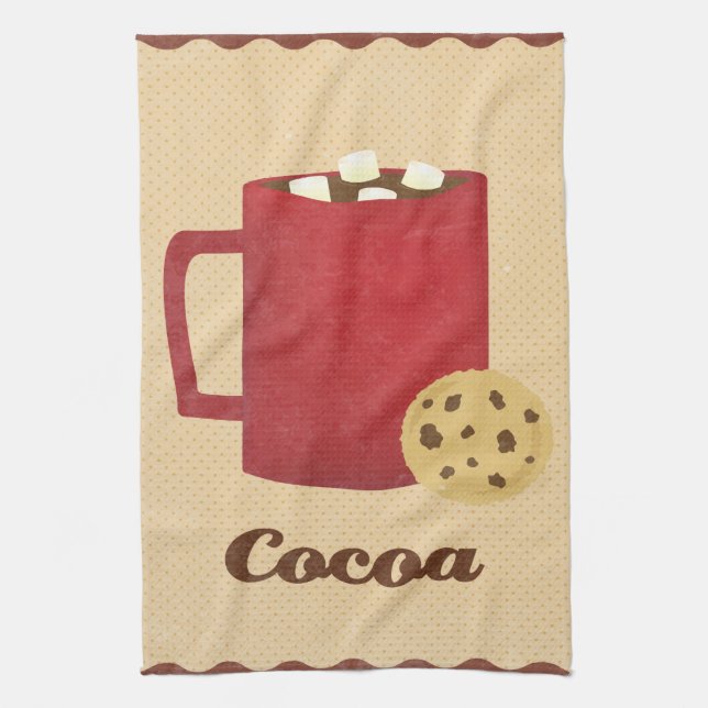 Hot chocolate illustration kitchen towel (Vertical)