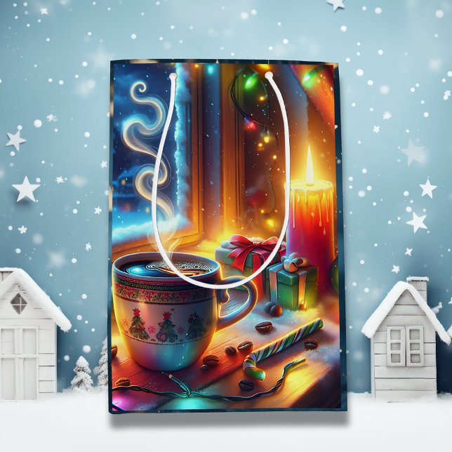 Hot Chocolate in a Christmas Window   Medium Gift Bag (Creator Uploaded)