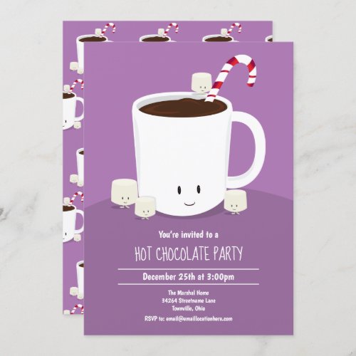 Hot Chocolate Lavender Hot Cocoa Christmas Party Invitation