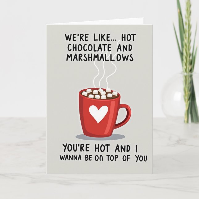 Hot Chocolate Marshmallow Flirty Card (Front)