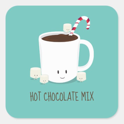 Hot Chocolate Mix Christmas Square Sticker