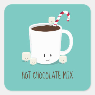 Hot Chocolate Mix Christmas Square Sticker