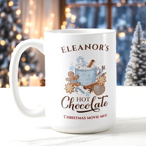 Hot Chocolate Modern Large Blue Name Christmas Mug