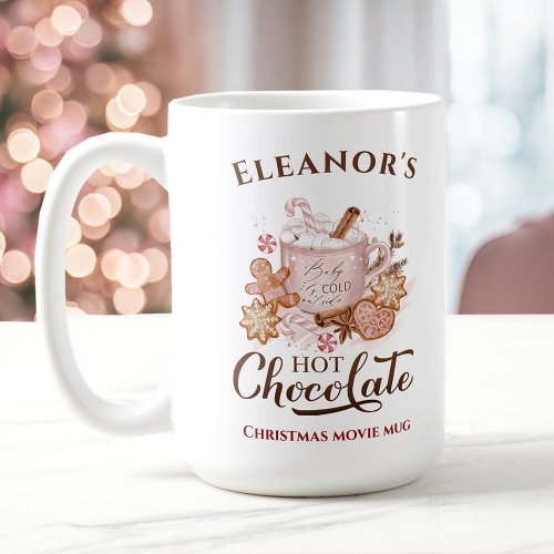 Hot Chocolate Modern Large Name Pink Christmas Mug