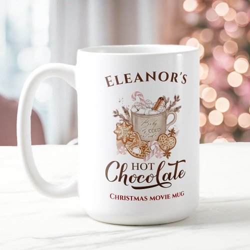 Hot Chocolate Modern Name Large Christmas Mug