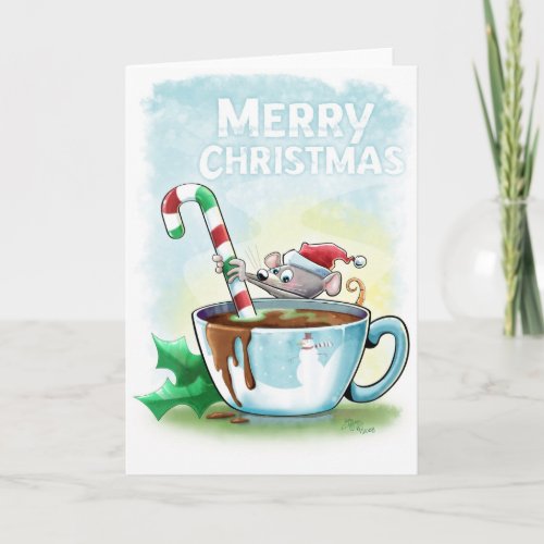 Hot Chocolate Mouse Holiday Card