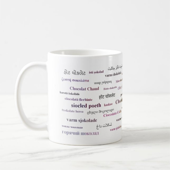 Hot Chocolate Mug in different languages (3color) (Left)
