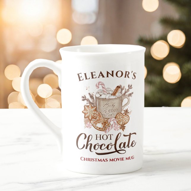 Hot Chocolate Name Beige Bone China Christmas Mug (Hot Chocolate Name Beige Bone China Christmas Mug)