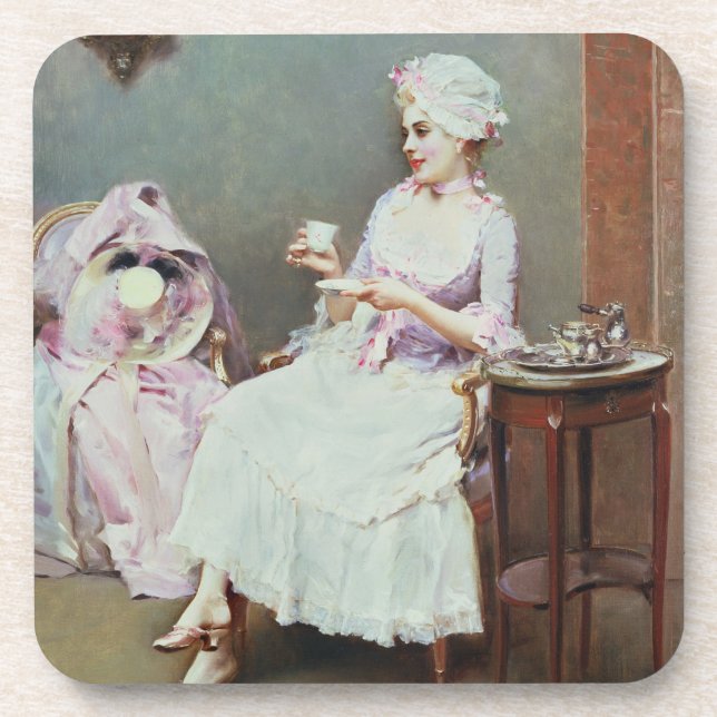 Hot Chocolate (oil on canvas) Beverage Coaster (Front)