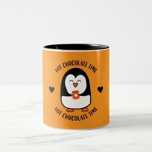 Hot Chocolate Penguin Drinker  Two_Tone Coffee Mug