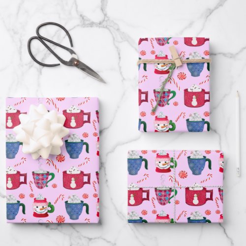 Hot Chocolate Peppermint Party Wrapping Paper Sheets